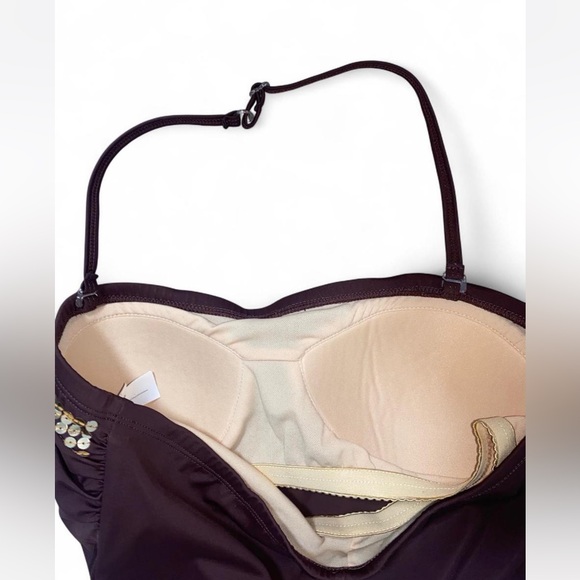 Brown Swim Top With Gold Sequins - Picture 8 of 8